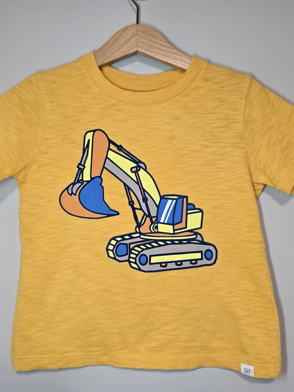 GAP Boys' Yellow Excavator Cotton Graphic T-shirt 3 Yrs